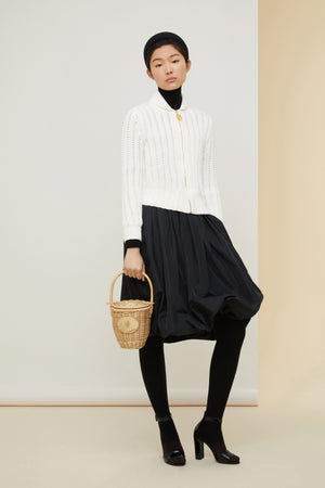 Zip-up rib knit cardigan