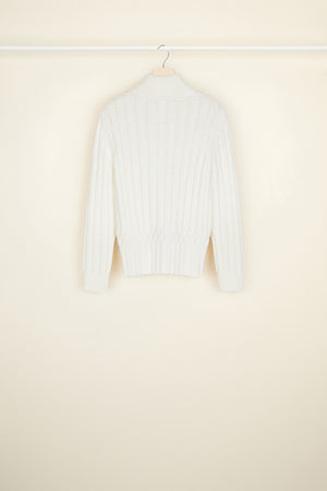 Zip-up rib knit cardigan