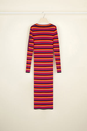 Gestreiftes Midikleid aus Rippstrick