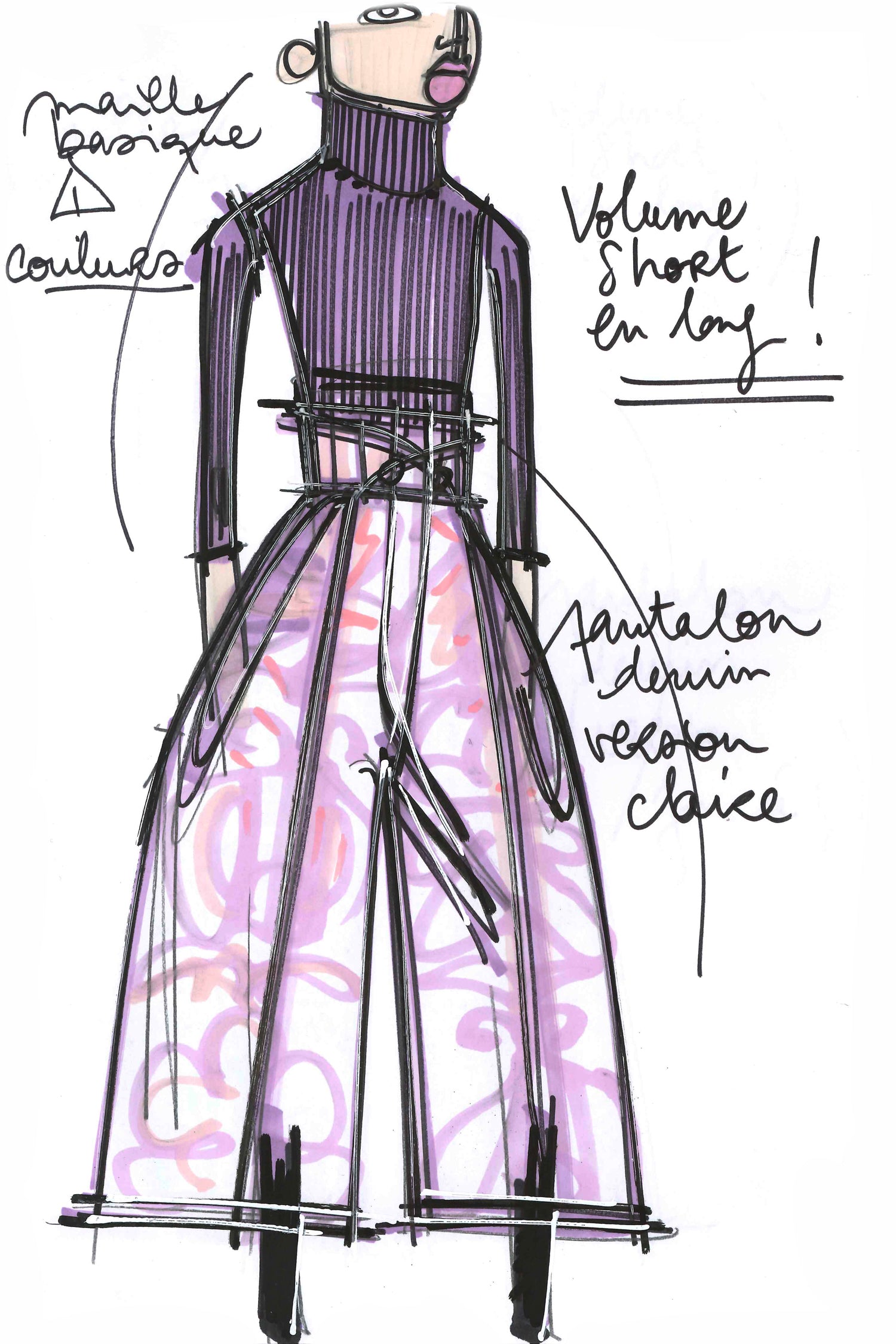 Patou - Maglione a costine con collo alto - Amethyst - La maglieria Patou si sovrappone e s’impone. Maglione in maglia a costine viola ametista. Vestibilità cropped e aderente. Logo JP nero sul davanti.