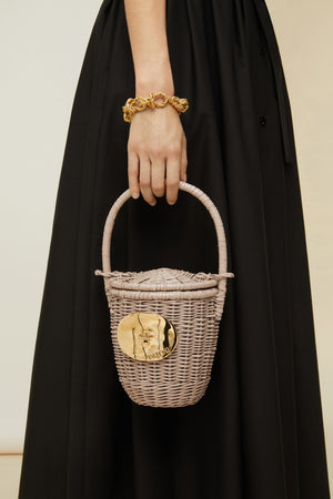 Borsa a secchiello in vimini