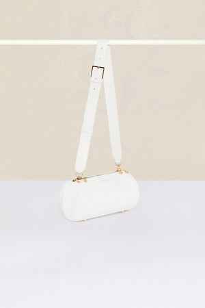 Barrel bag in faux leather