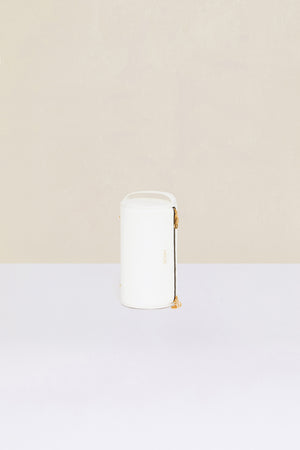 Barrel bag in faux leather