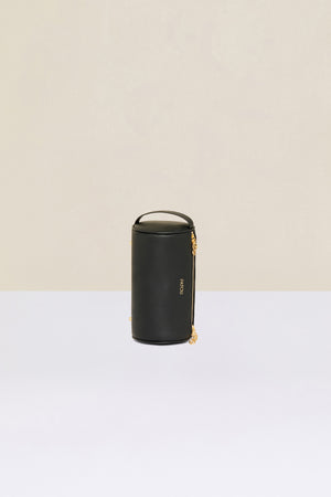 Barrel bag in faux leather