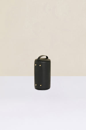 Barrel bag in faux leather