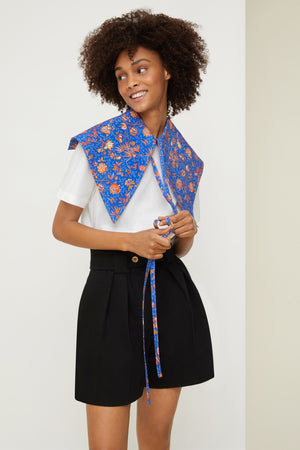 Printed collar in organic poplin