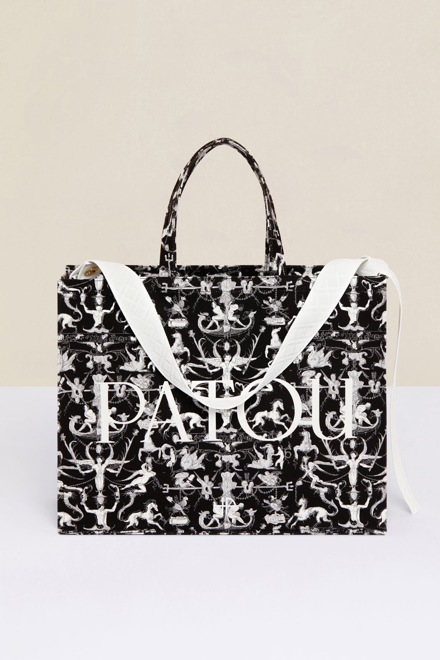 PATOU パトゥ オーガニックコットンキャンバスラージトート Black