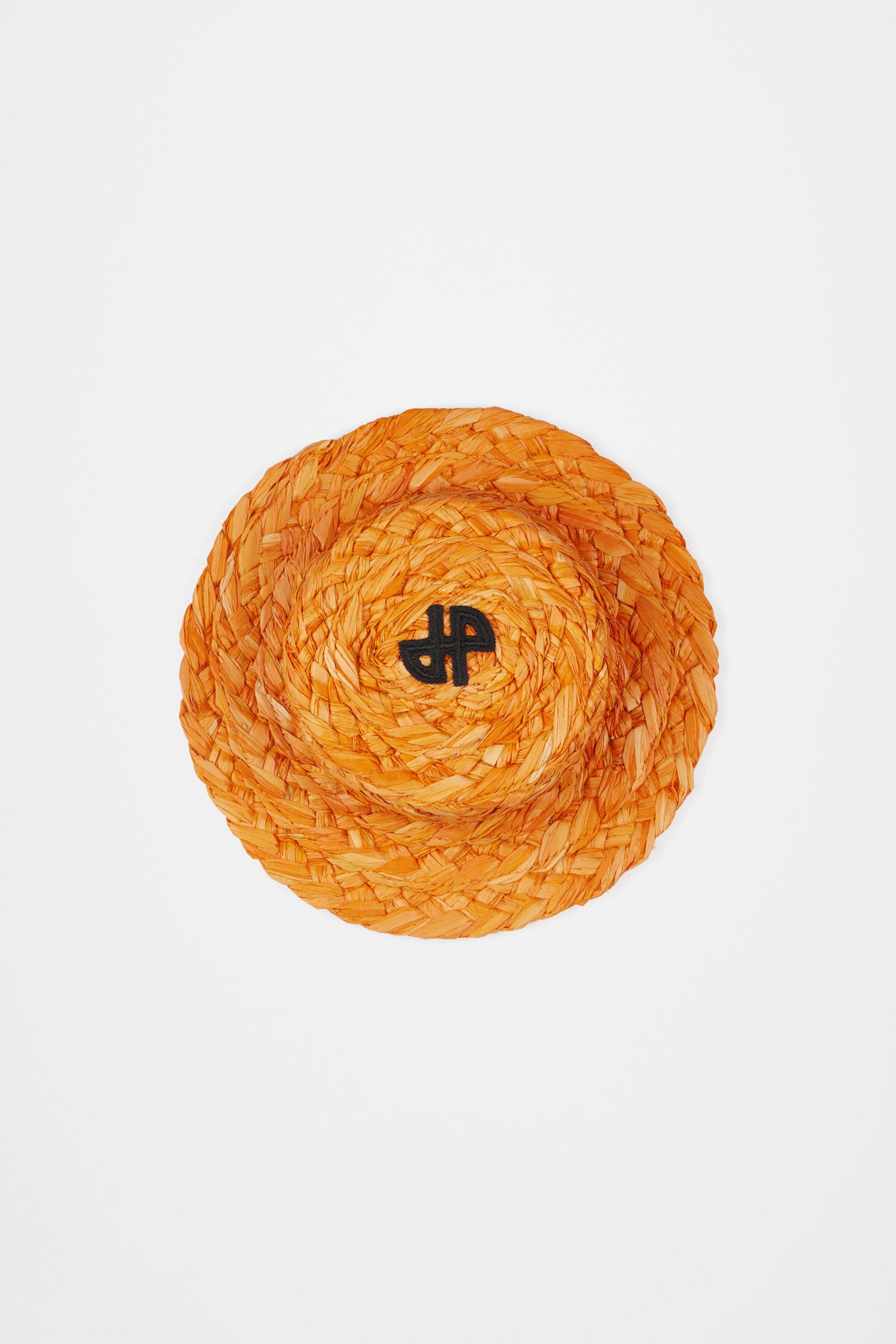 Patou - ラフィア製JPボーターハット ミニサイズ - Marigold - 個性の際立ったスモールハット。マリーゴールドオレンジカラーのラフィア製ハット。トップにブラックカラーのJPモノグラム。伸縮性のあるストラップ。