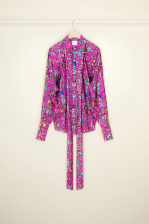 Blouse lavallière en soie imprimée