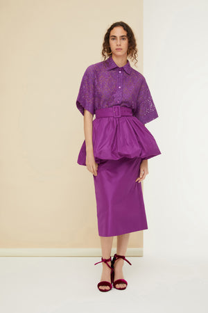 Short-sleeved shirt in eco-friendly lace
