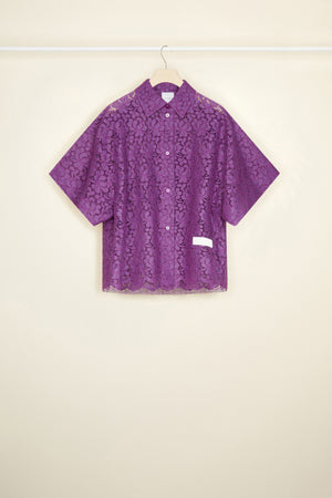 Short-sleeved shirt in eco-friendly lace