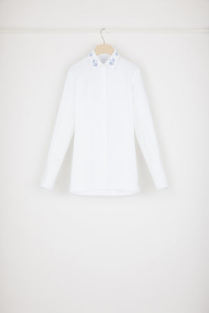 Signature organic cotton shirt with embroidered collar