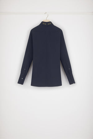 Signature organic cotton shirt with embroidered collar