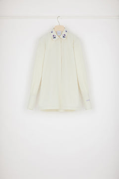 Signature organic cotton shirt with embroidered collar