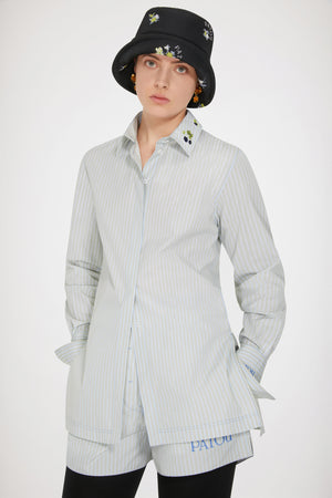 Chemise en coton signature à col brodé