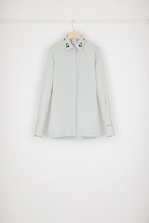 Chemise en coton signature à col brodé