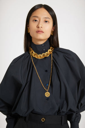 Blouse à col montant en coton bio