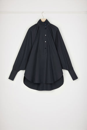 Blouse à col montant en coton bio