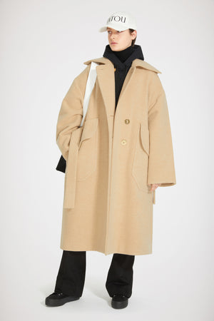 Maxi coat in double-faced wool