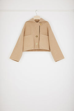 Cropped coat in double-faced wool