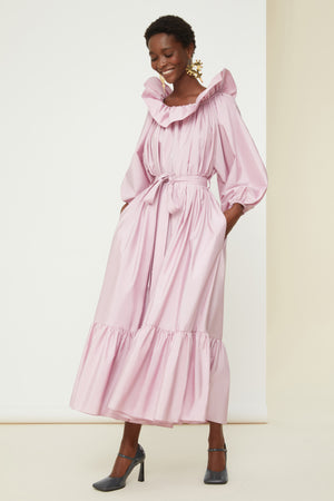 Maxi dress in eco-friendly faille