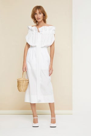 Grosgrain dress in organic cotton poplin