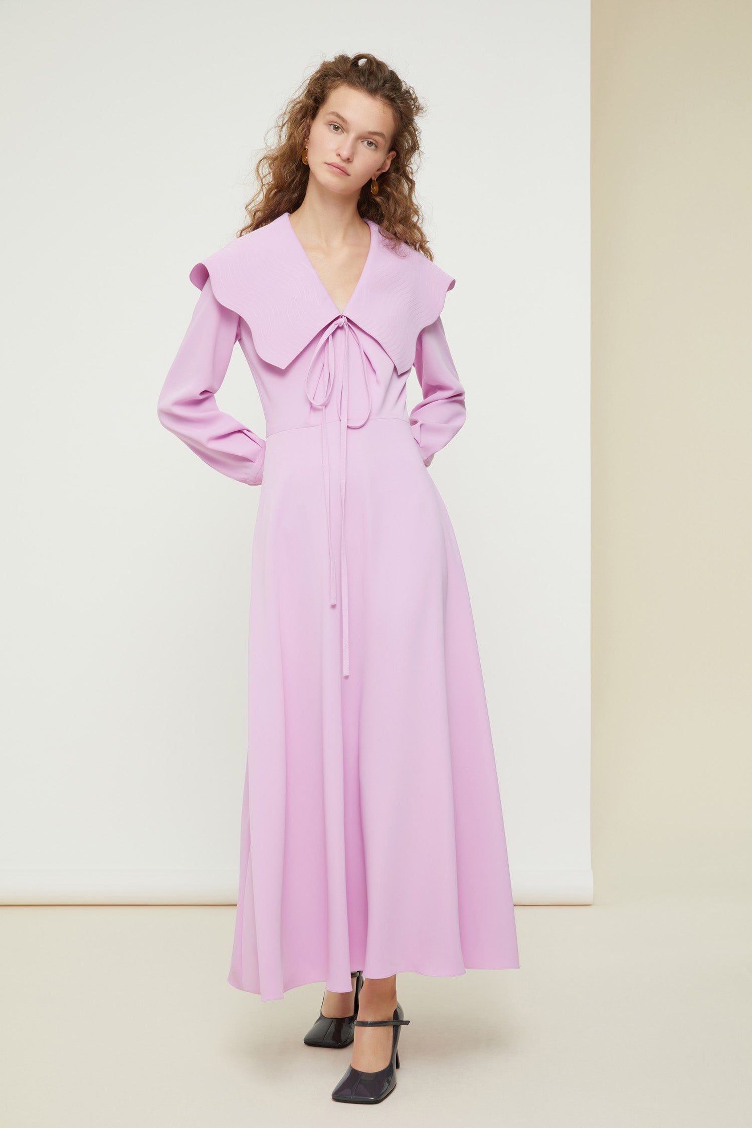 Patou | Oversized collar maxi dress in recycled cady Patou | Oversized collar maxi dress in recycled cady
