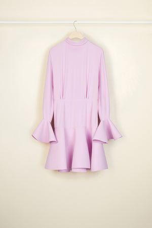 Vestito corto 3D con collo alto in cady riciclato