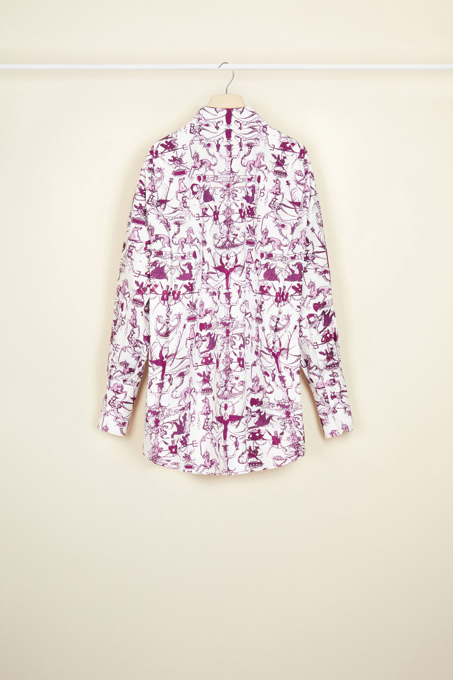 Patou - Mini shirt dress in organic cotton - Stories And Tales - Organic cotton poplin shirt dress featuring the seasonal “Stories and Tales” print. Short length. Loose silhouette. Shirt collar. Concealed button fastening with JP engraved buttons. Signature curved seam at the back. Buttoned cuffs.