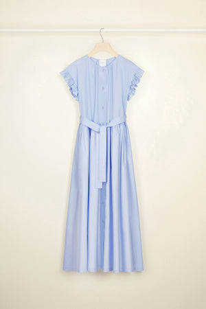 Ruffle sleeve maxi dress in organic cotton