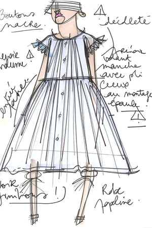 Ruffle sleeve maxi dress in organic cotton