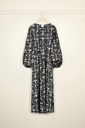 Maxi shirt dress in printed eco twill satin