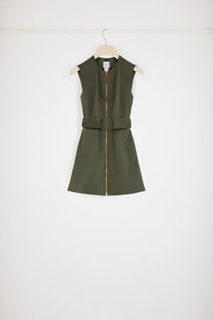 Zip-up mini dress in recycled satin