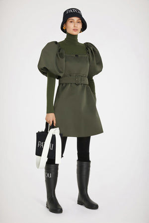 Balloon sleeve mini dress in recycled satin