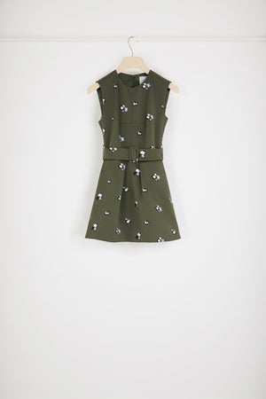 Embroidered mini dress in recycled satin