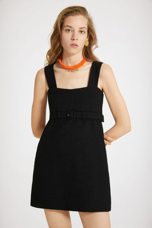 Vestito corto con cintura in tweed di misto cotone