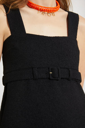 Vestito corto con cintura in tweed di misto cotone