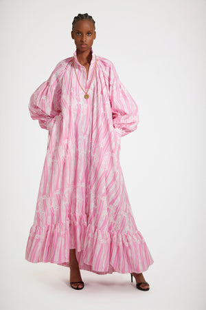 Maxi tiered dress in printed organic cotton