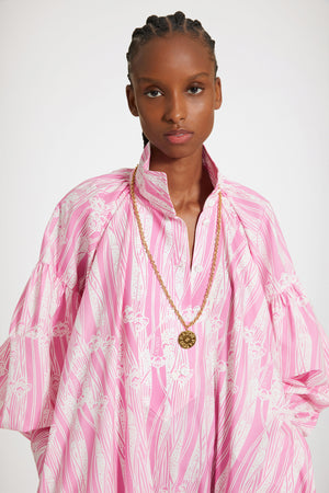 Maxi tiered dress in printed organic cotton