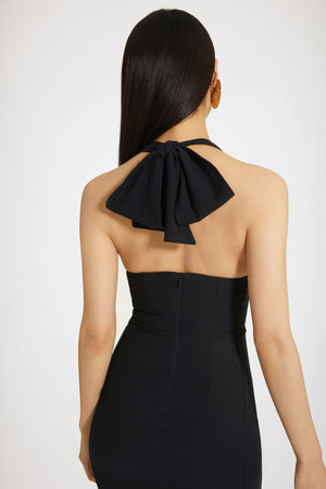 Vestito halterneck in seersucker stretch