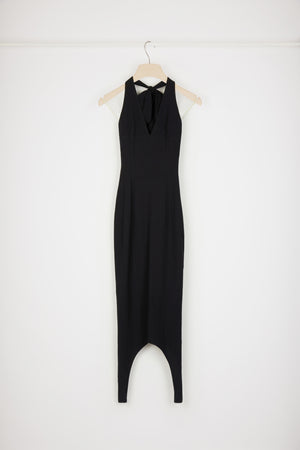 Vestito halterneck in seersucker stretch