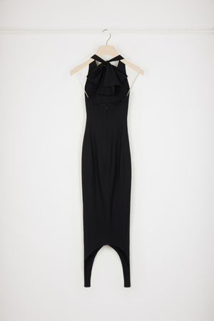 Vestito halterneck in seersucker stretch