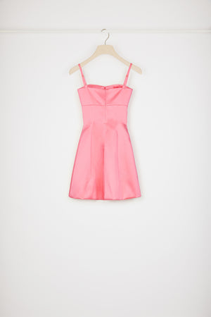 Vestito con cut-out in raso di cotone misto