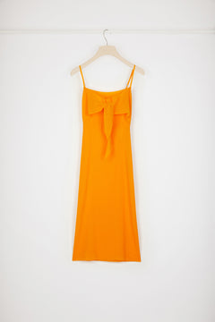Knot-front slip dress in organic cotton