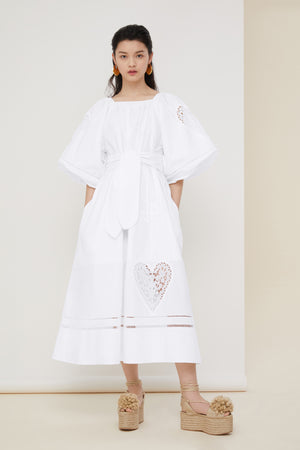 Openwork poplin maxi dress