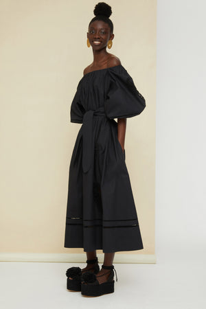 Vestito lungo in cotone ricamato