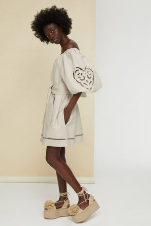Openwork linen and cotton dress