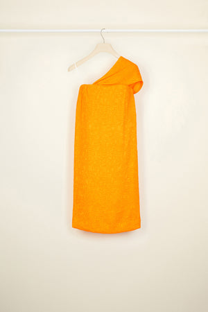 One-shoulder cloqué dress