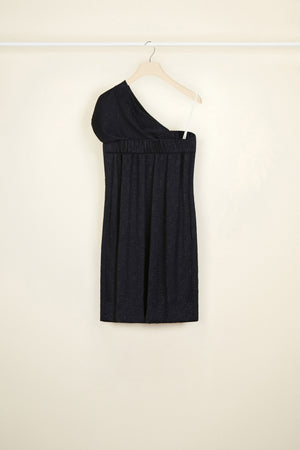 One-shoulder cloqué dress