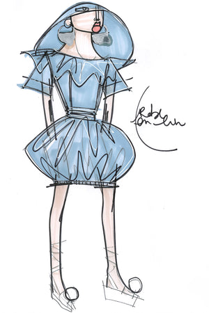 Ballonkleid aus Baumwolle mit gewickelter Rückseite
